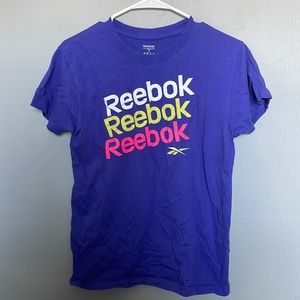Reebok women’s small purple logo graphic t shirt athletic Y2K sport